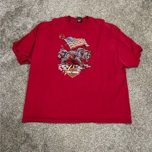Harley Davidson Motorcycle T-Shirt Wolf USA Flag 4XL Big & Tall Men’s Tee